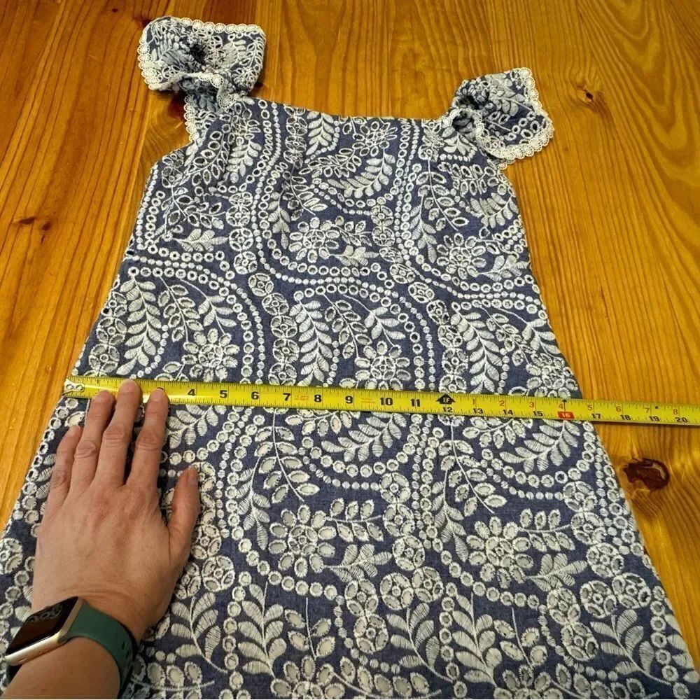 Alice + Olivia Womens SZ 4 Honor Flutter Sleeve Embroidered Chambray Tunic Dress - Picture 9 of 14